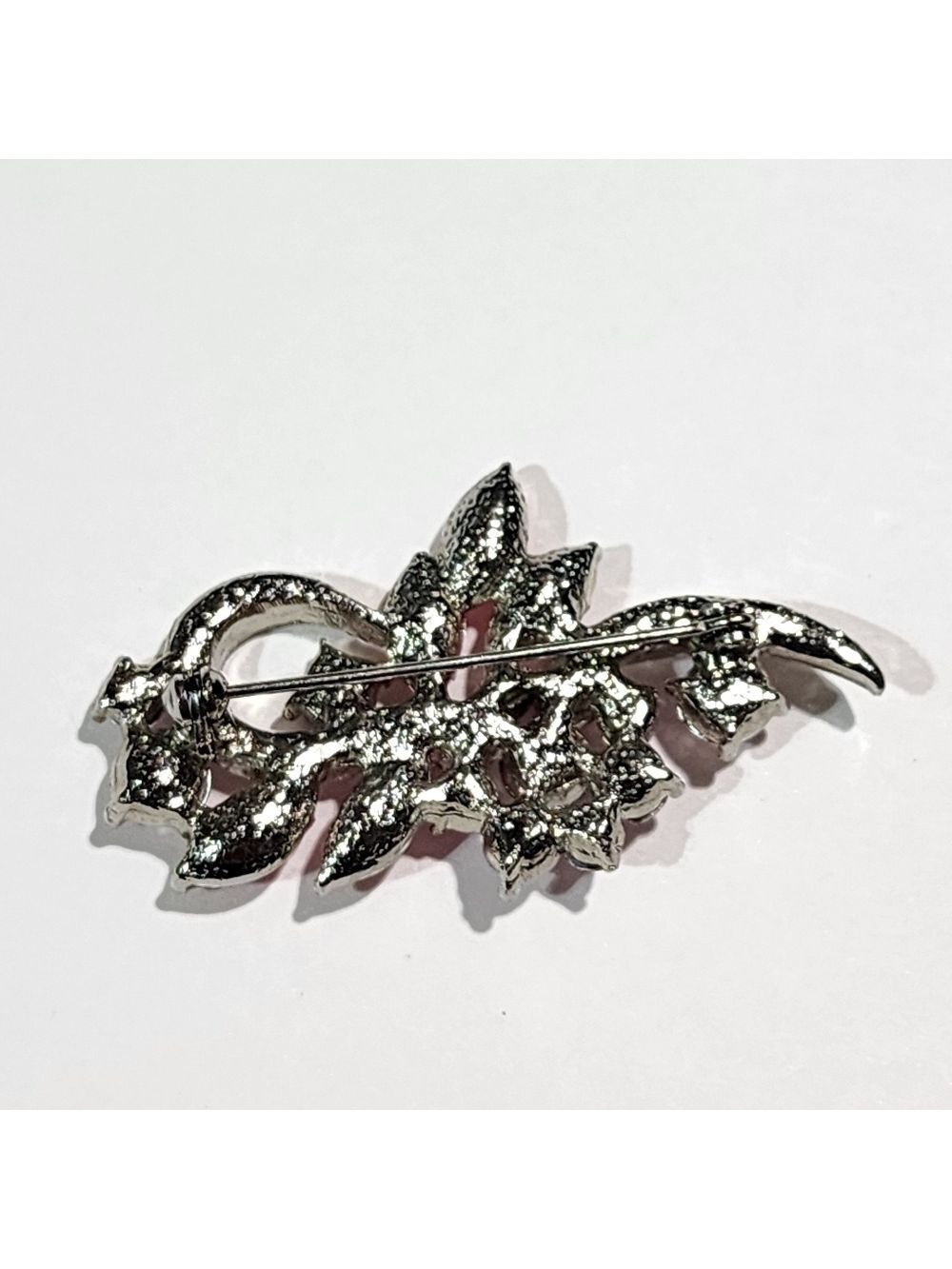 Vintage Pink floral costume brooch Silvertone - Picture 8 of 10
